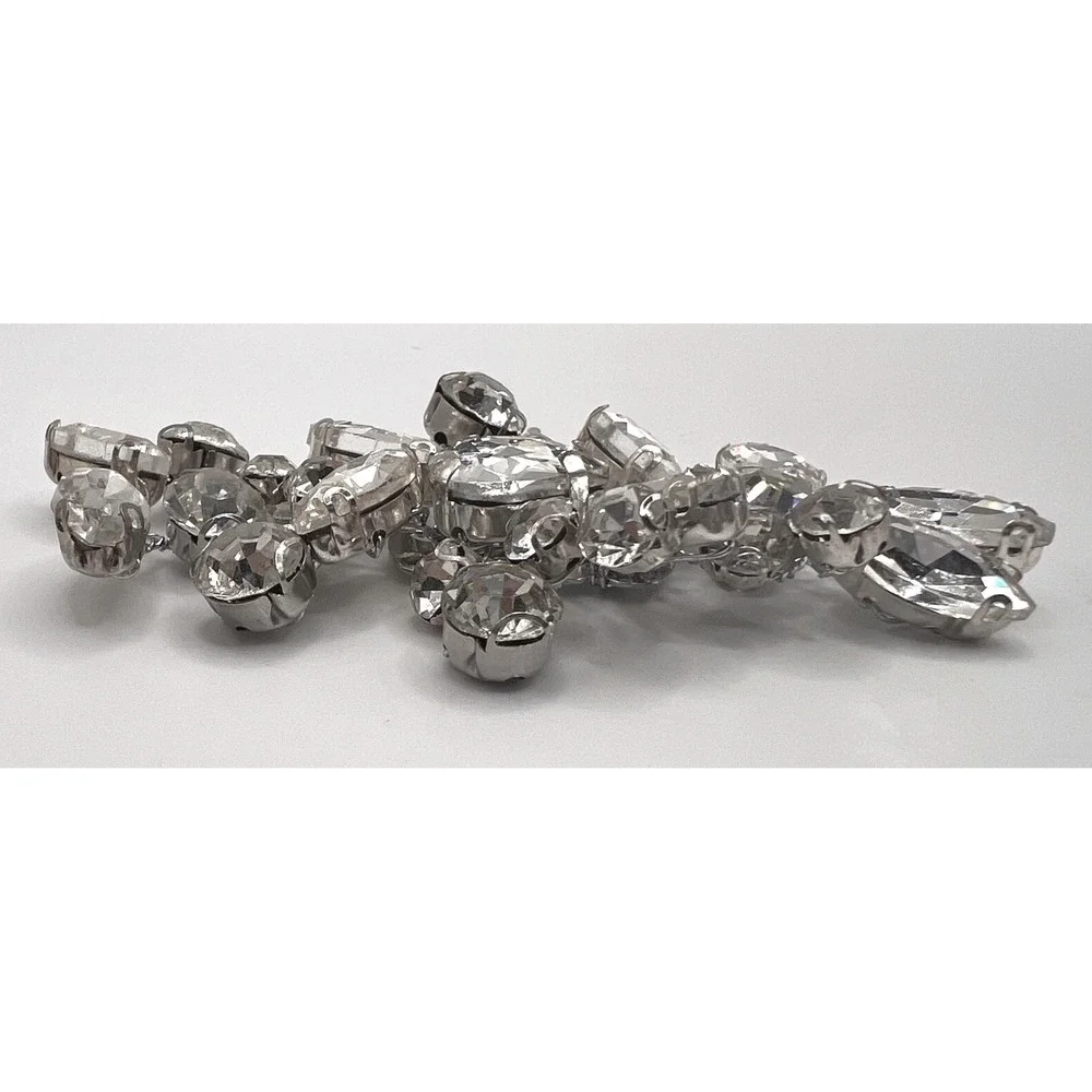 Large Vintage‎ Rhinestone Bridal Pageant Hair Comb Silver Tone Statement Updo